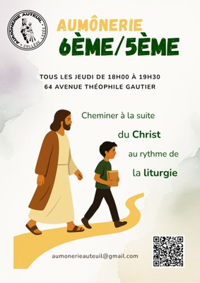 Affiche aumônerie 6ème5ème Année 2026 2027